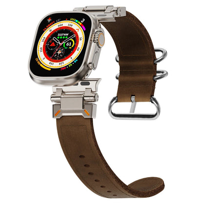 iBandGear TrailExplorer Leather Band for Apple Watch - Titanium-Brown