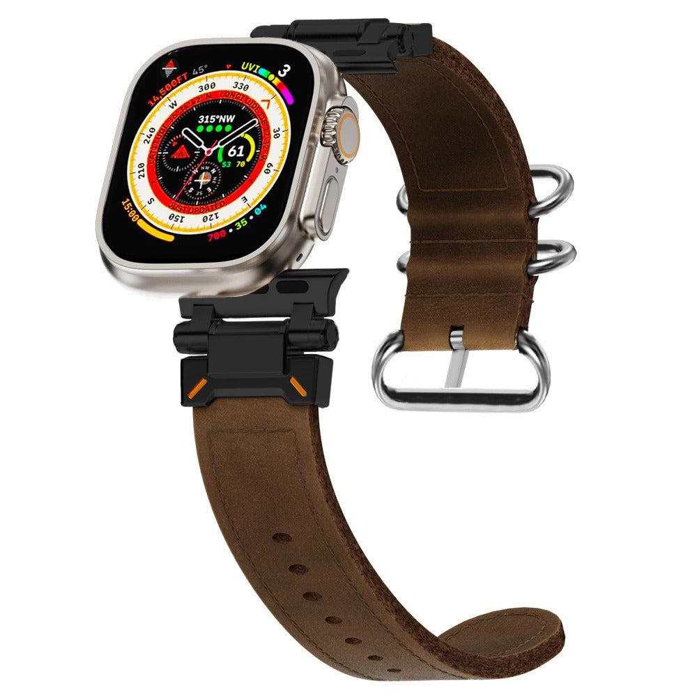iBandGear TrailExplorer Leather Band for Apple Watch - Black-Brown