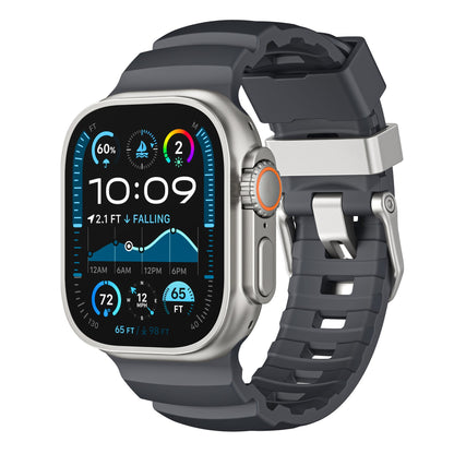 iBandGear TrailFlex Fluoro Rubber Band for Apple Watch - Black–Titanium