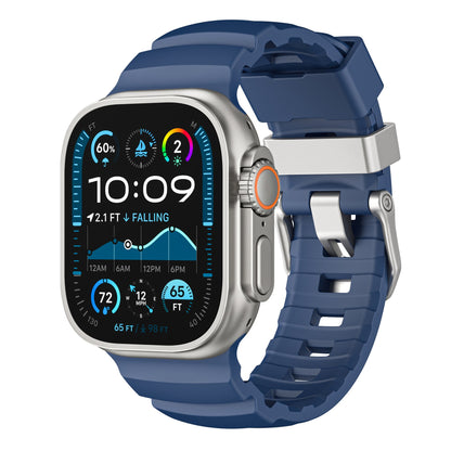 iBandGear TrailFlex Fluoro Rubber Band for Apple Watch - Blue–Titanium