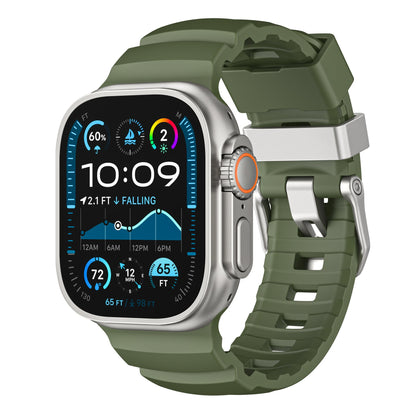 iBandGear TrailFlex Fluoro Rubber Band for Apple Watch - Green–Titanium