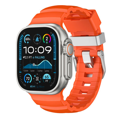 iBandGear TrailFlex Fluoro Rubber Band for Apple Watch - Orange–Titanium