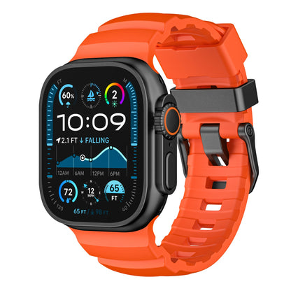 iBandGear TrailFlex Fluoro Rubber Band for Apple Watch - Orange–Black