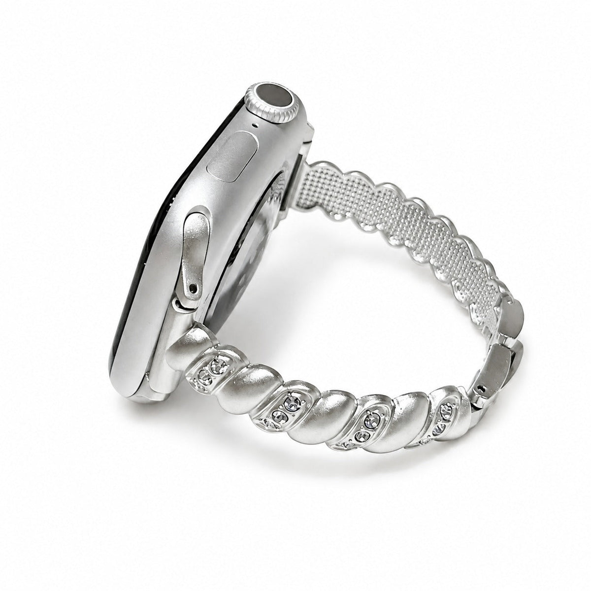 iBandGear Twisted Rhinestone Link Band for Apple Watch – Elegant Bracelet Style - Starlight