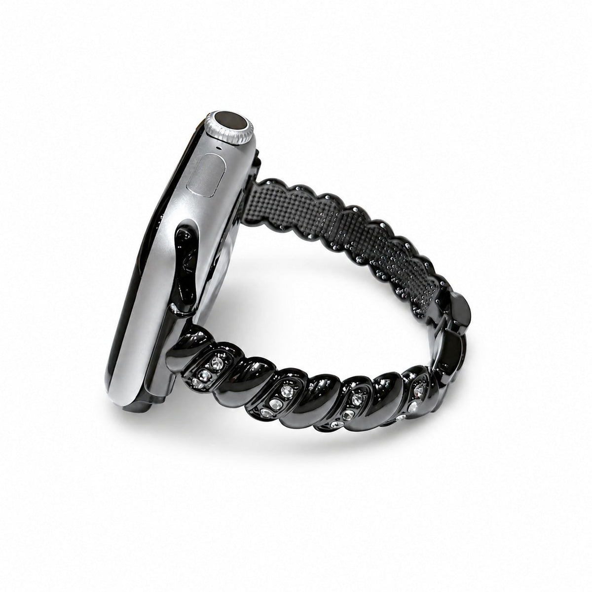 iBandGear Twisted Rhinestone Link Band for Apple Watch – Elegant Bracelet Style - Black