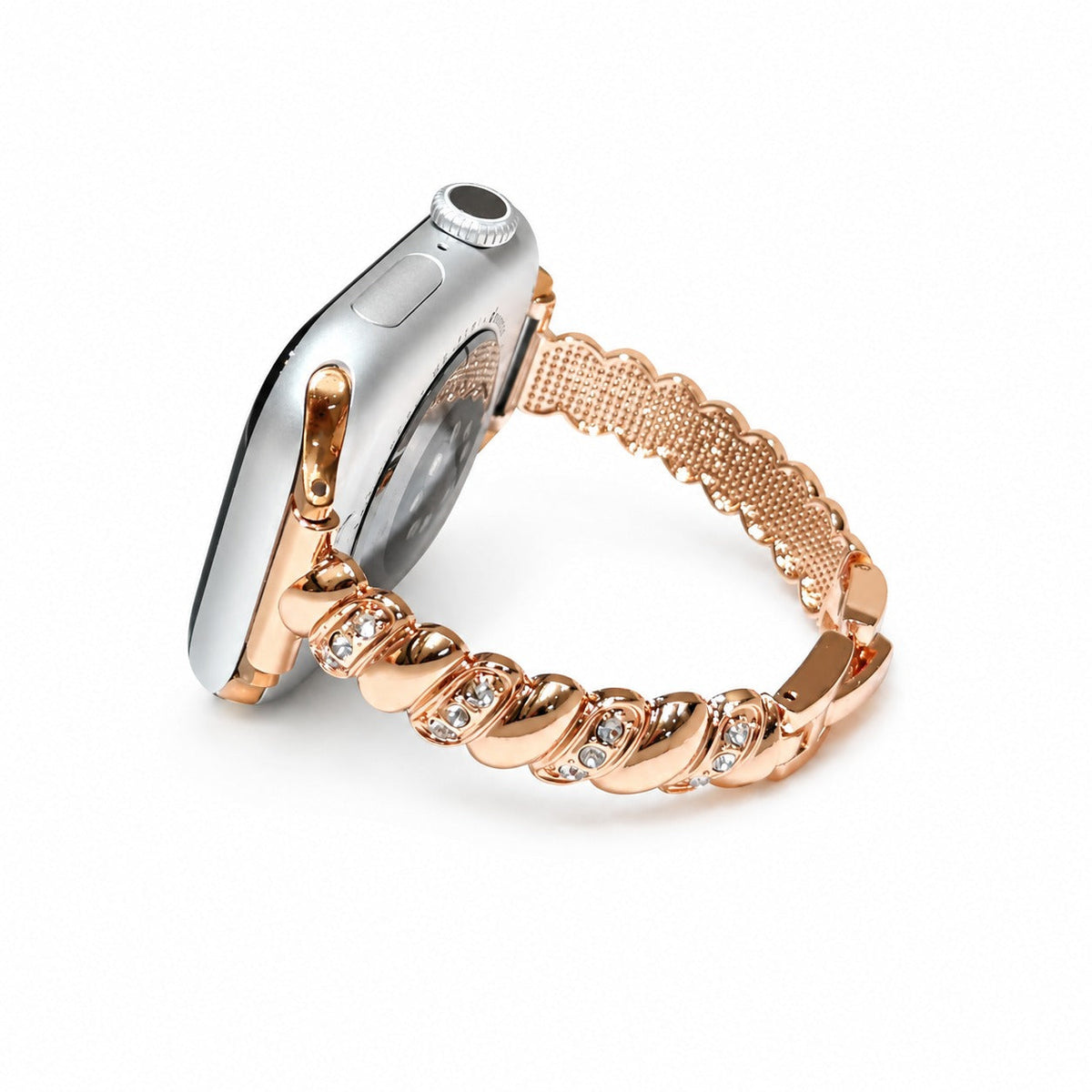 iBandGear Twisted Rhinestone Link Band for Apple Watch – Elegant Bracelet Style - Rose Gold