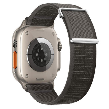 iBandGear Two-Piece Nylon Loop Band for Apple Watch with Metal End - Black with Gray