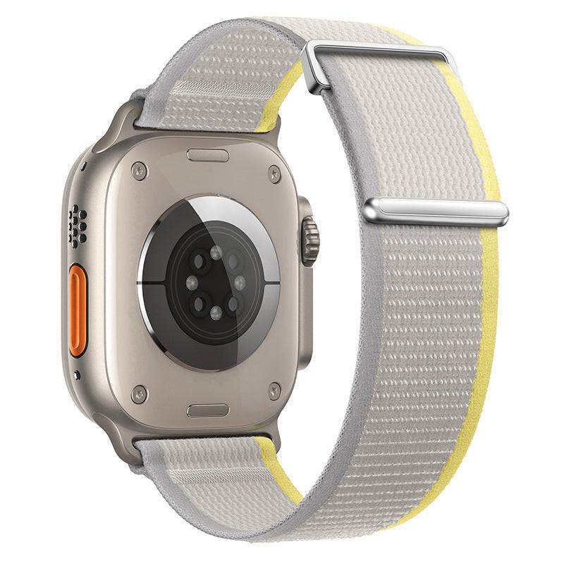 iBandGear Two-Piece Nylon Loop Band for Apple Watch with Metal End - Yellow with Beige