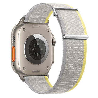 iBandGear Two-Piece Nylon Loop Band for Apple Watch with Metal End - Yellow with Beige