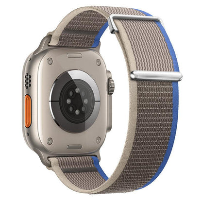 iBandGear Two-Piece Nylon Loop Band for Apple Watch with Metal End - Blue with Gray