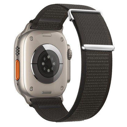 iBandGear Two-Piece Nylon Loop Band for Apple Watch with Metal End - Black with Black
