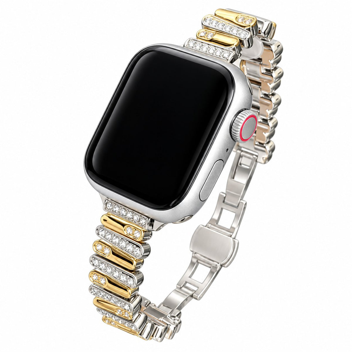 iBandGear Two-Tone Crystal Metal Band for Apple Watch - Gold-Silver