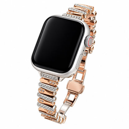 iBandGear Two-Tone Crystal Metal Band for Apple Watch - Rose Gold-Silver