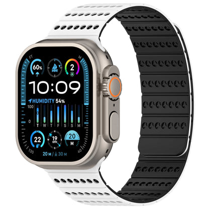 iBandGear Two-Tone Magnetic Silicone Band for Apple Watch Breathable Sport Strap - White-Black