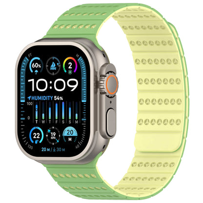 iBandGear Two-Tone Magnetic Silicone Band for Apple Watch Breathable Sport Strap - Mint-Light Yellow