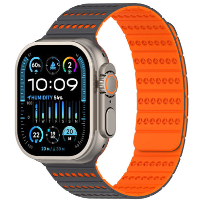 iBandGear Two-Tone Magnetic Silicone Band for Apple Watch Breathable Sport Strap - Gray-Orange
