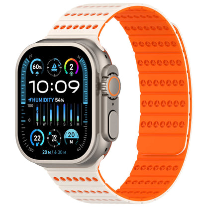 iBandGear Two-Tone Magnetic Silicone Band for Apple Watch Breathable Sport Strap - Starlight-Orange