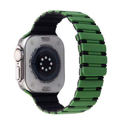 iBandGear Two-Tone Magnetic Silicone Band for Apple Watch Sport Strap - Green-Black