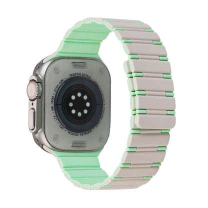 iBandGear Two-Tone Magnetic Silicone Band for Apple Watch Sport Strap - Starlight-Light Mint
