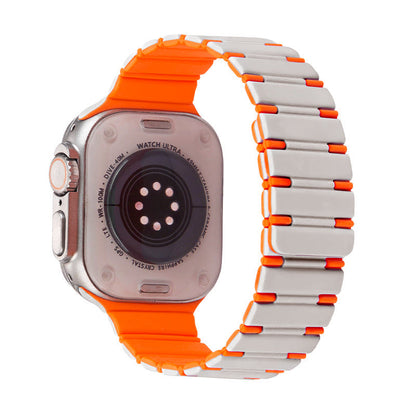 iBandGear Two-Tone Magnetic Silicone Band for Apple Watch Sport Strap - Starlight-Orange