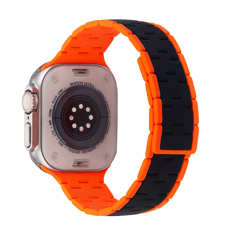 iBandGear Two-Tone Sport Silicone Band for Apple Watch - Black-Orange