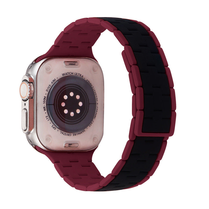 iBandGear Two-Tone Sport Silicone Band for Apple Watch - Black-Burgundy