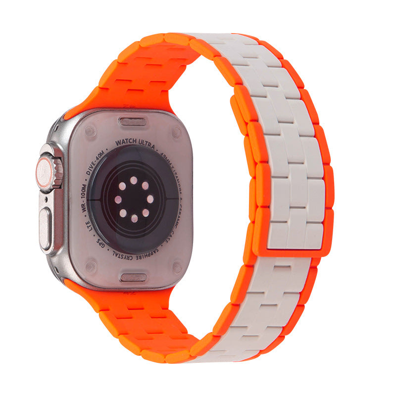 iBandGear Two-Tone Sport Silicone Band for Apple Watch - Starlight-Orange