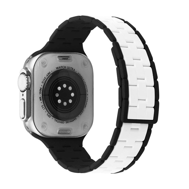 iBandGear Two-Tone Sport Silicone Band for Apple Watch - White-Black