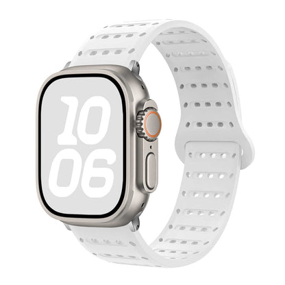 iBandGear VentFlow Magnetic Silicone Band for Apple Watch - Breathable Sport Strap - White