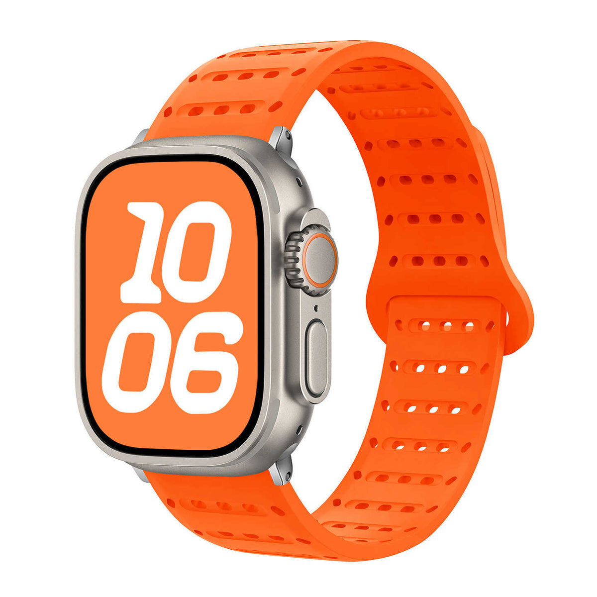 iBandGear VentFlow Magnetic Silicone Band for Apple Watch - Breathable Sport Strap - Orange