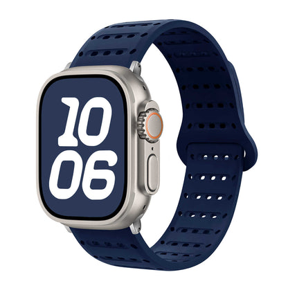 iBandGear VentFlow Magnetic Silicone Band for Apple Watch - Breathable Sport Strap - Blue