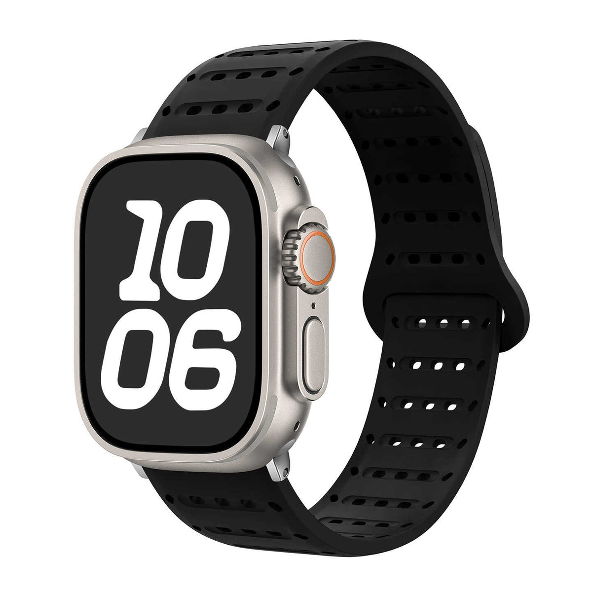 iBandGear VentFlow Magnetic Silicone Band for Apple Watch - Breathable Sport Strap - Black