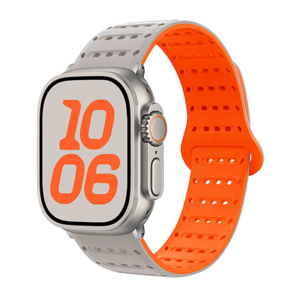 iBandGear VentFlow Magnetic Silicone Band for Apple Watch - Breathable Sport Strap - Starlight-Orange