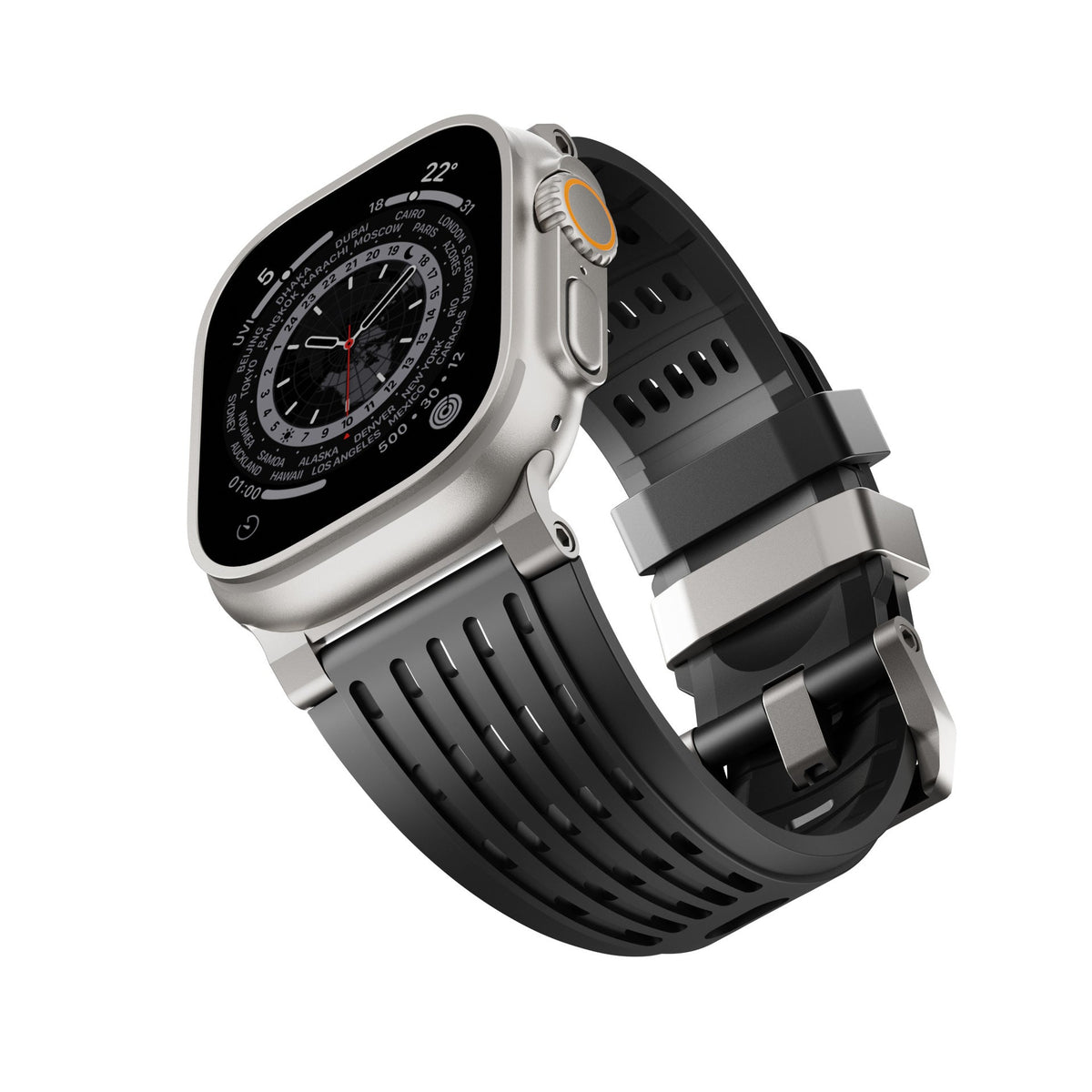 iBandGear Ventra Sport Silicone Band for Apple Watch Breathable Performance Strap - Titanium-Black