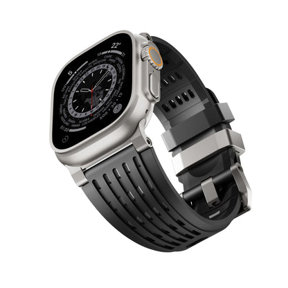 iBandGear Ventra Sport Silicone Band for Apple Watch Breathable Performance Strap - Titanium-Black
