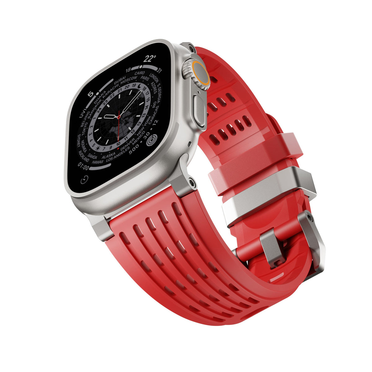 iBandGear Ventra Sport Silicone Band for Apple Watch Breathable Performance Strap - Titanium-Red