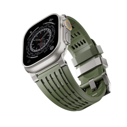 iBandGear Ventra Sport Silicone Band for Apple Watch Breathable Performance Strap - Titanium-Green