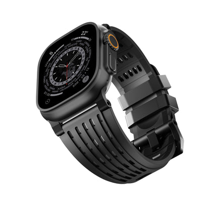 iBandGear Ventra Sport Silicone Band for Apple Watch Breathable Performance Strap - Black-Black