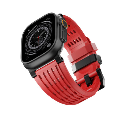 iBandGear Ventra Sport Silicone Band for Apple Watch Breathable Performance Strap - Black-Red