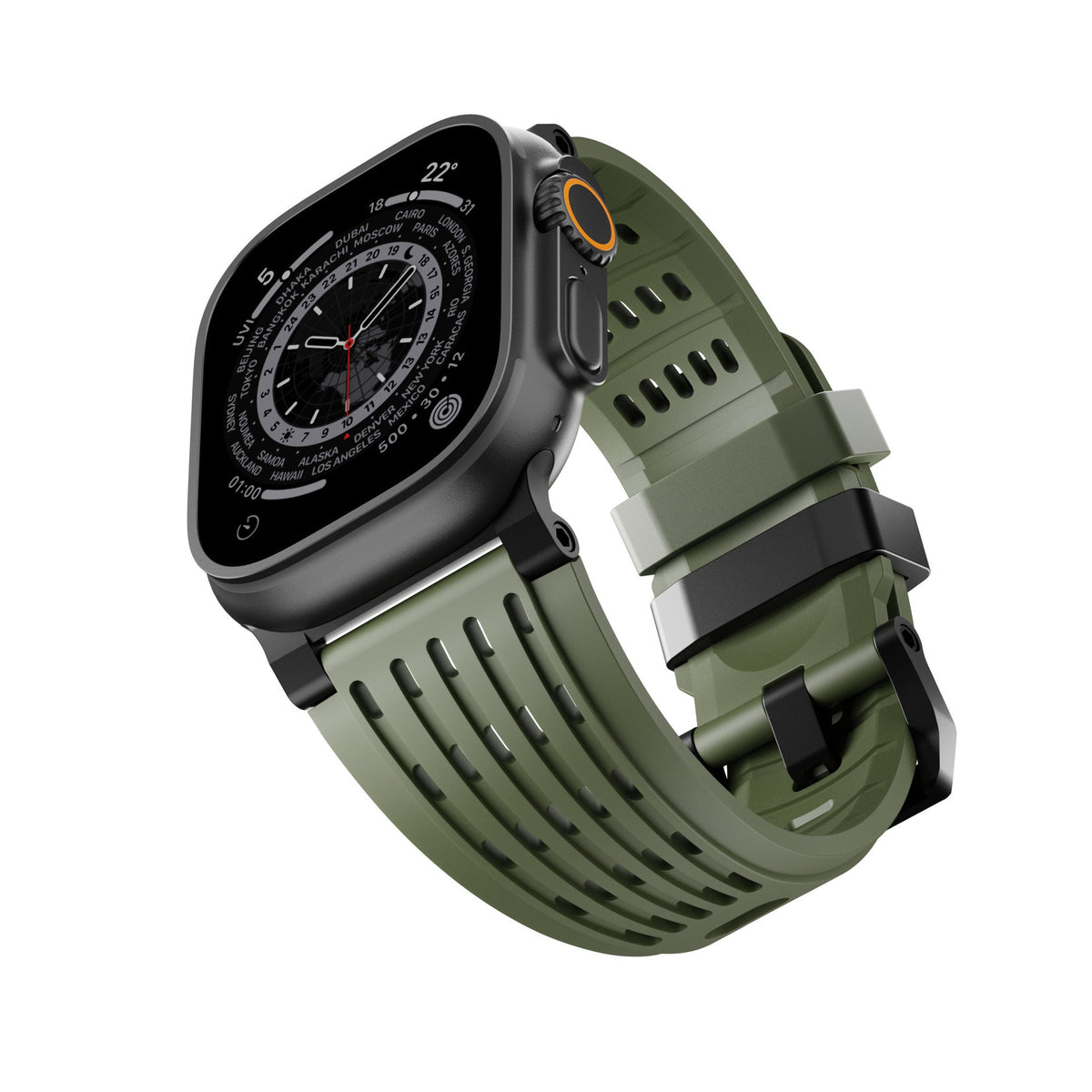 iBandGear Ventra Sport Silicone Band for Apple Watch Breathable Performance Strap - Black-Green