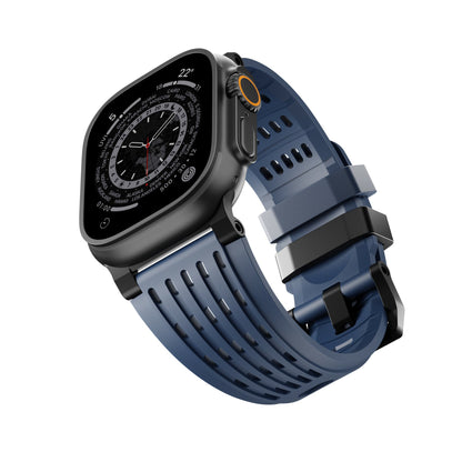iBandGear Ventra Sport Silicone Band for Apple Watch Breathable Performance Strap - Black-Blue