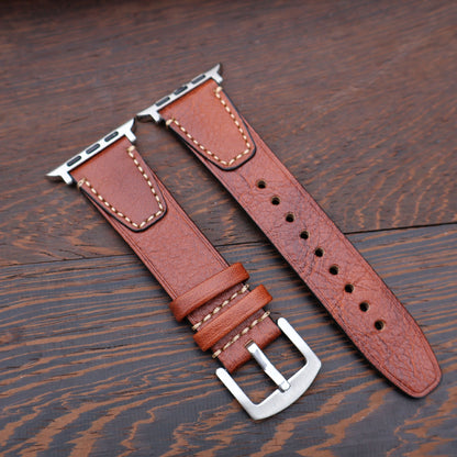 iBandGear Vintage Stitched Genuine Leather Band for Apple Watch - Light Brown
