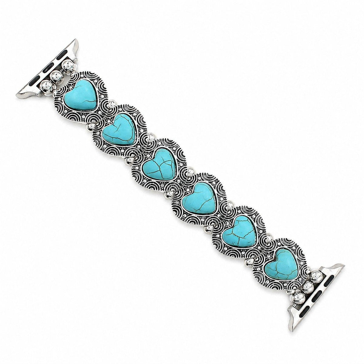 iBandGear Vintage Turquoise Heart Elastic Bracelet Band for Apple Watch - Light Blue