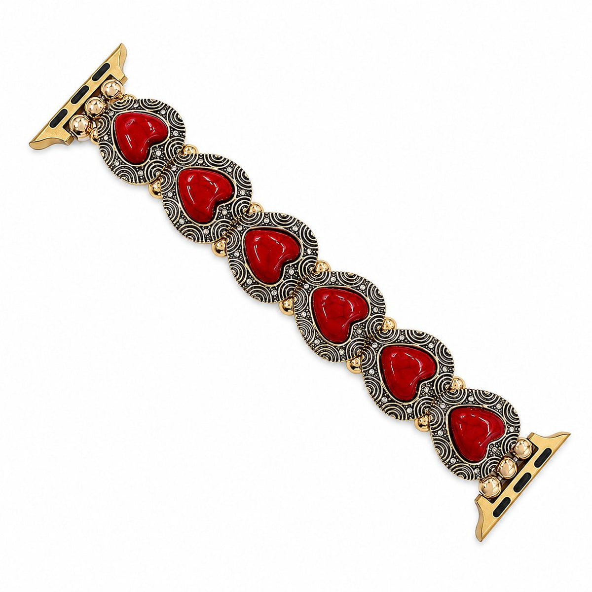 iBandGear Vintage Turquoise Heart Elastic Bracelet Band for Apple Watch - Red
