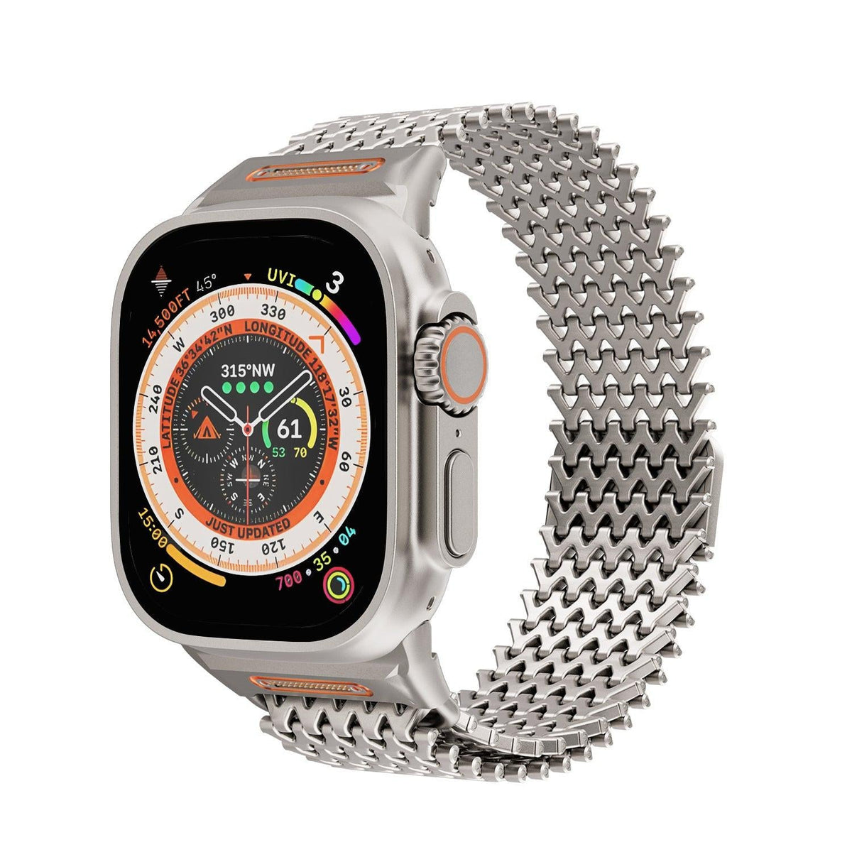 iBandGear W-Link Stainless Steel Magnetic Band for Apple Watch - Titanium
