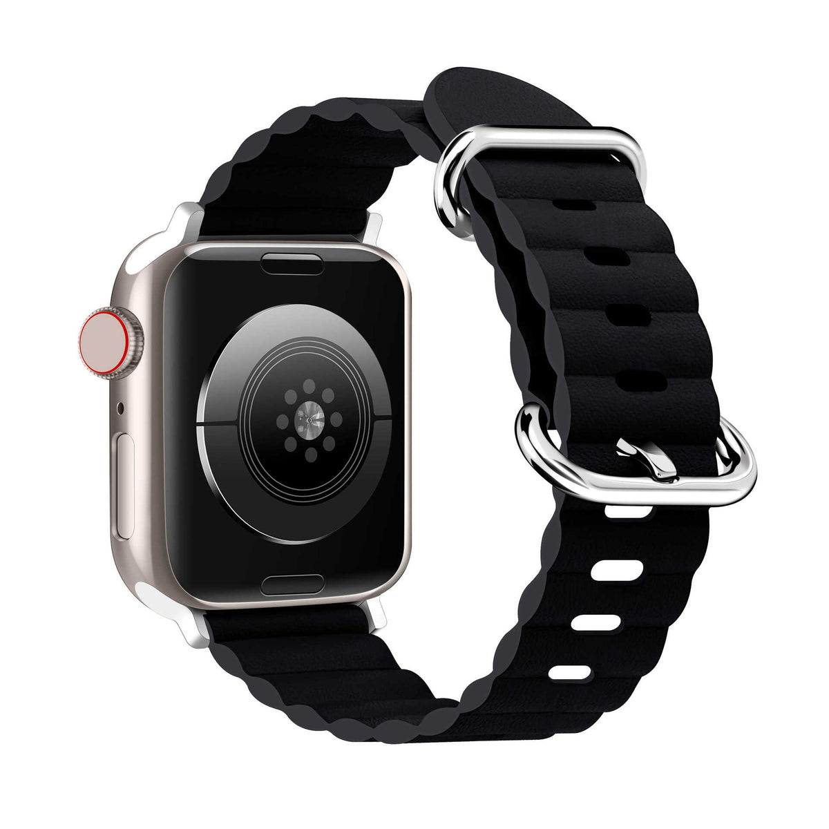 iBandGear WaveScallop Microfiber Leather Band for Apple Watch - Black
