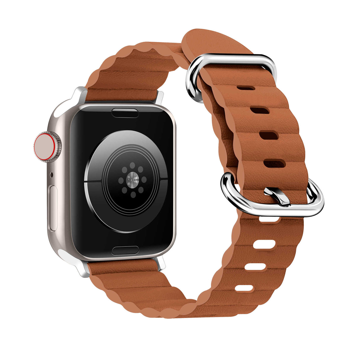iBandGear WaveScallop Microfiber Leather Band for Apple Watch - Golden Brown