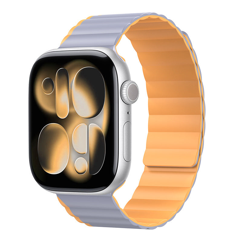 iBandGear WaveStrike Magnetic Silicone Band for Apple Watch - Bright Gray-Yellow