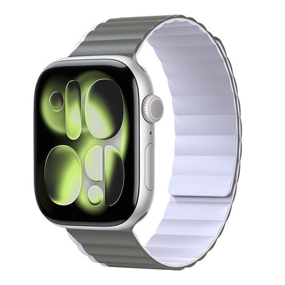 iBandGear WaveStrike Magnetic Silicone Band for Apple Watch - Olive-Light Purple