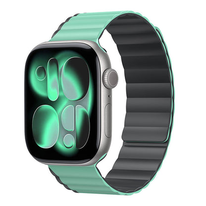iBandGear WaveStrike Magnetic Silicone Band for Apple Watch - Mint Green-Black